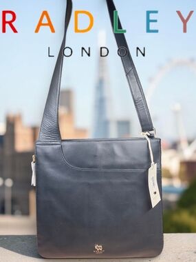 RADLEY LONDON Black Expandable Leather Messenger Crossbody Bag NWT (Retail $168)
